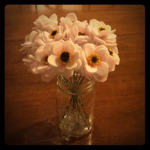 12 Handmade felt Ranunculus flowers.